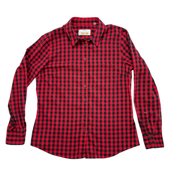ORVIS Trout Bum Brushed Cotton Plaid Button Up Shirt Size Medium Women Red Black - Picture 4 of 10